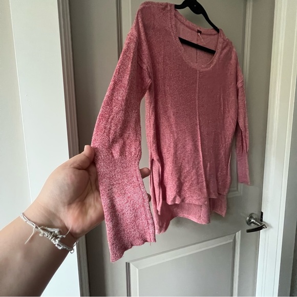 2/$10! Poof! cotton high-low tunic long sleeve crew neck sweater pink small - Picture 6 of 11